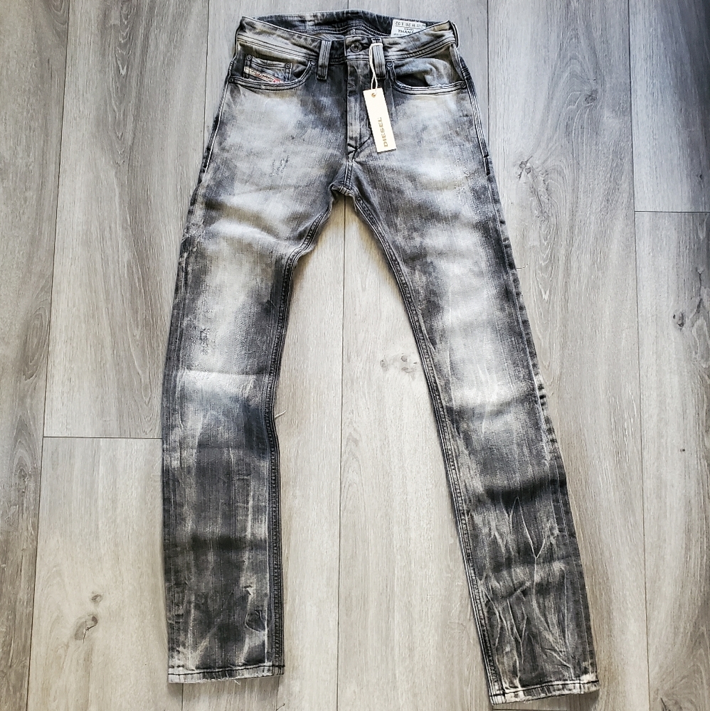 Men's Diesel Jeans Thanaz Gray Distressed Skinny Stretch W26 L32 NWT